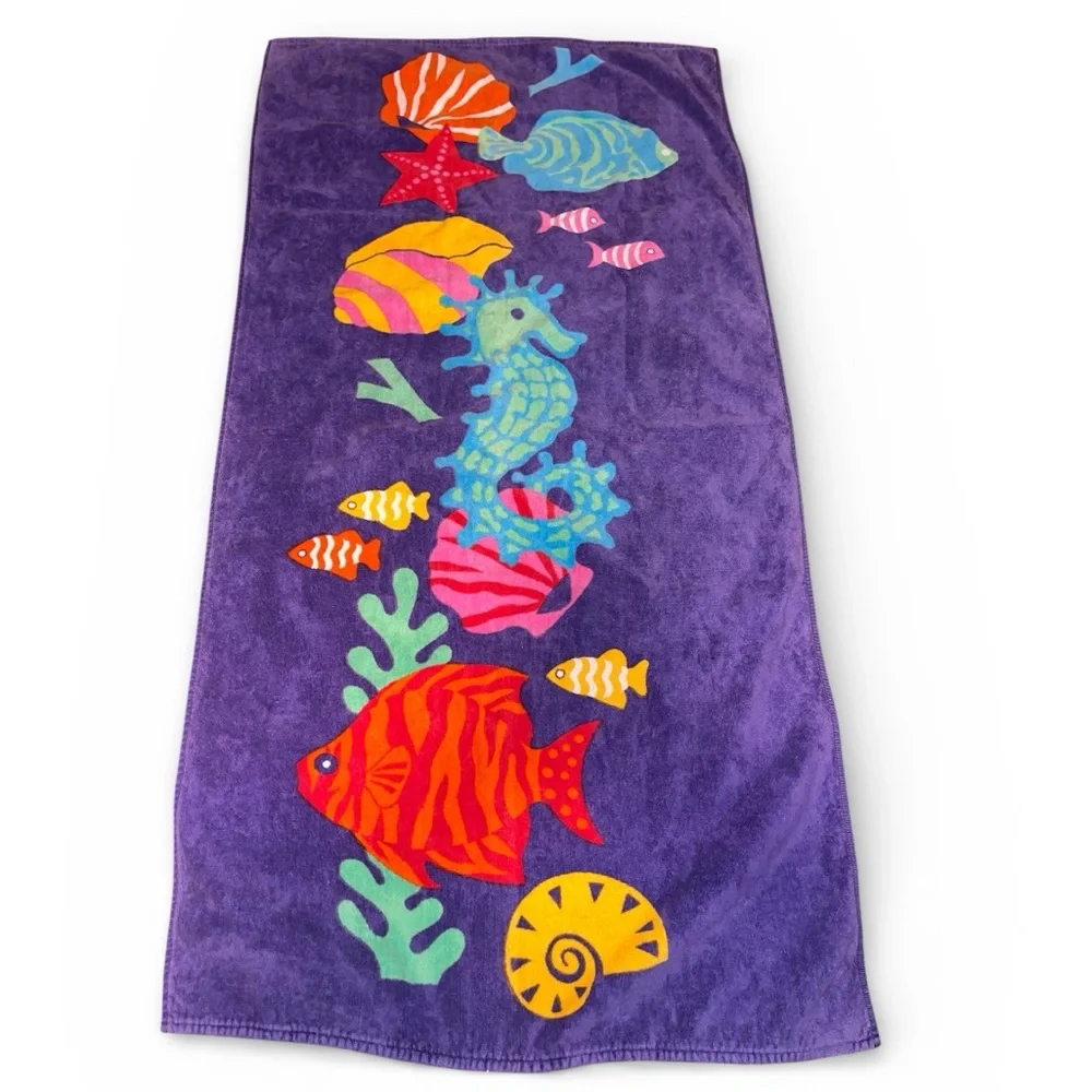 Leshner- Vtg 70’s beach towel 100% cotton made in Israel